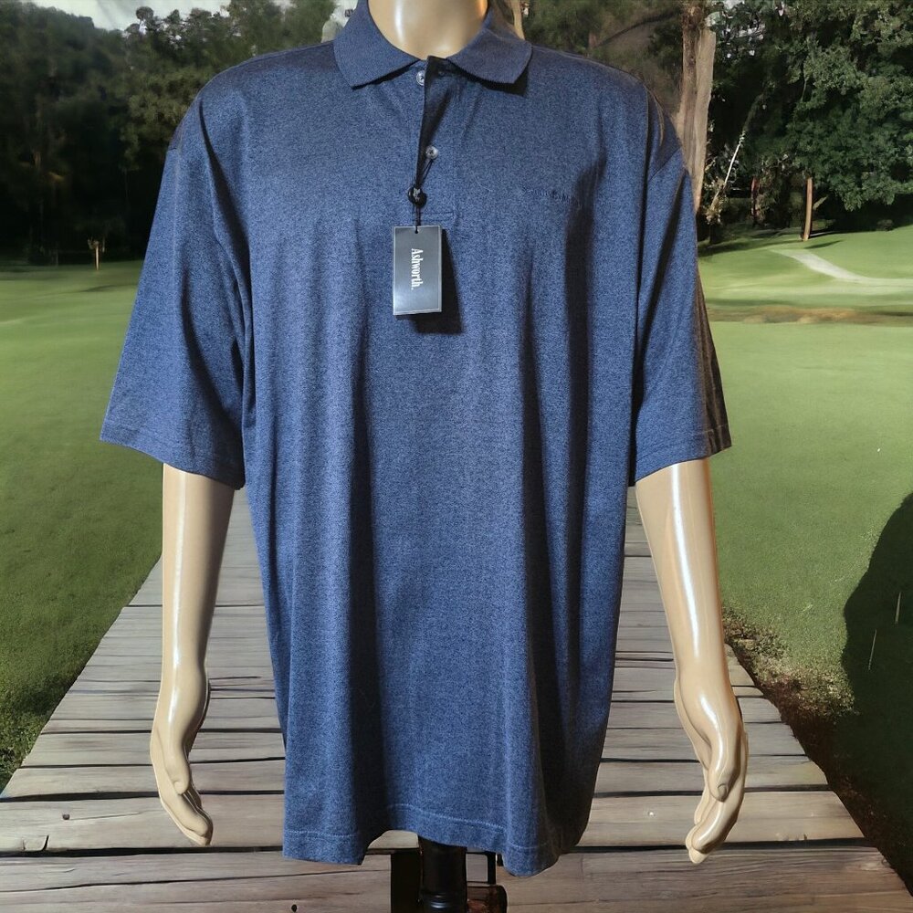 NWT ASHWORTH ( XL ) Double Mercerized Cotton Breathable Blue/Gray Golf/Polo